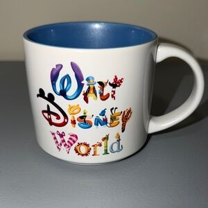 Disney White Mug with Blue Interior and Colorful Walt Disney World Lettering